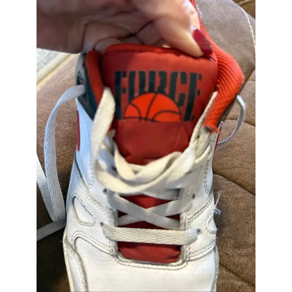 Nike Men's Size 10.5 Full Force Low Sneakers White Red Black AF1 Athletic Shoe